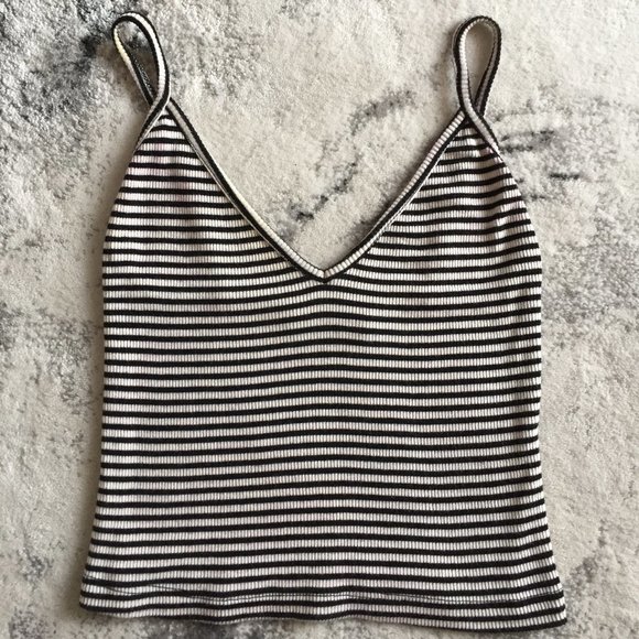 Brandy Melville Joanne Striped V Neck Tank Top - Picture 1 of 4